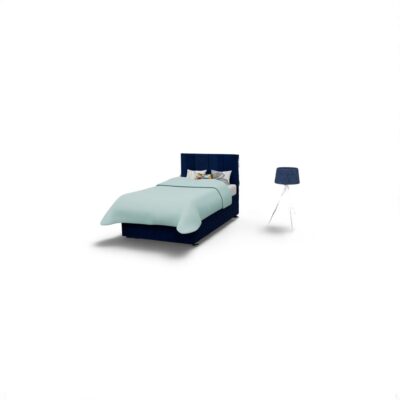 Blue Plush Velvet Divan Bed Base (Included Feet)